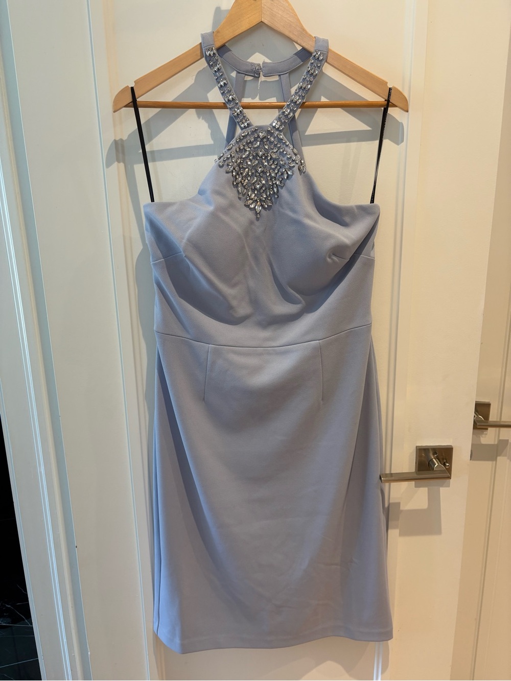 Vince Camuto Lavender Beaded Halter Midi Dress